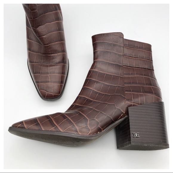 Sam Edelman Cari Croc Embossed Booties 